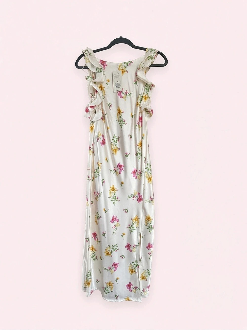 a new day Clean Floral Print Maxi Dress Floral Maxi Dress in White & Pink Size S